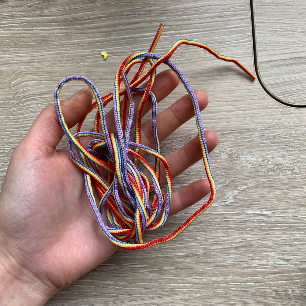 Outdoor Voices Hoka rainbow shoe laces